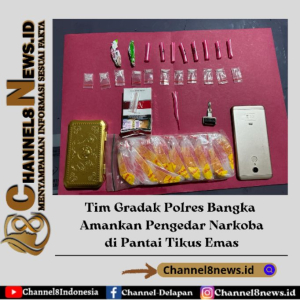 Tim Gradak Polres Bangka Amankan Pengedar Narkoba di Pantai Tikus Emas