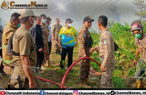 Bupati Bangka Tengah Bantu Padamkan Api di Lahan Kawasan Hutan Lindung Koba