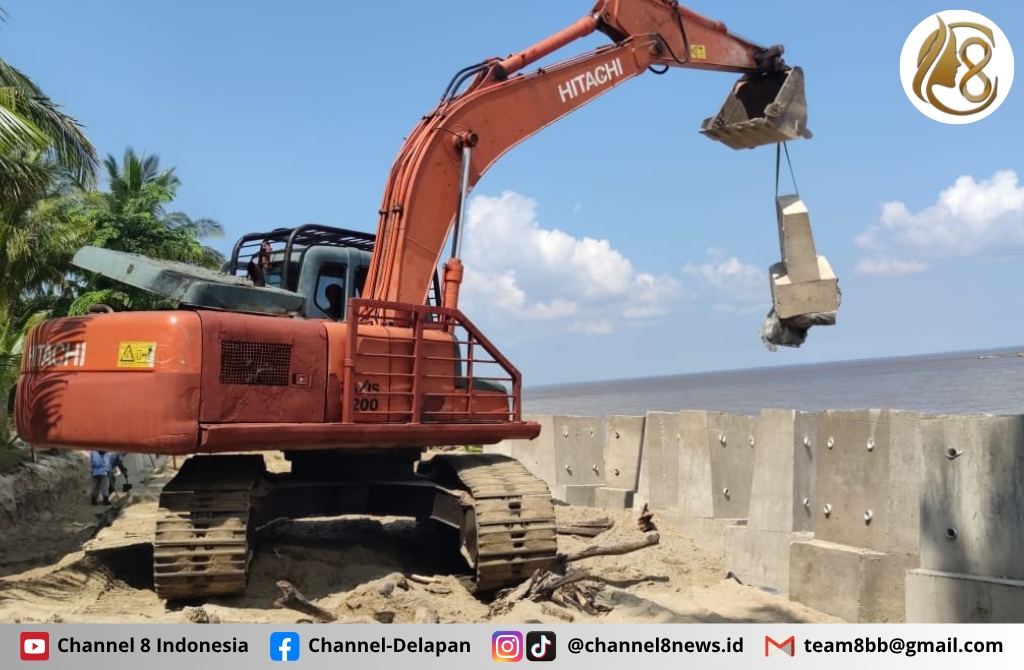 Cegah Banjir Rob PT Timah Pasang Penahan Abrasi di Pantai Asmara Dewi Karimun