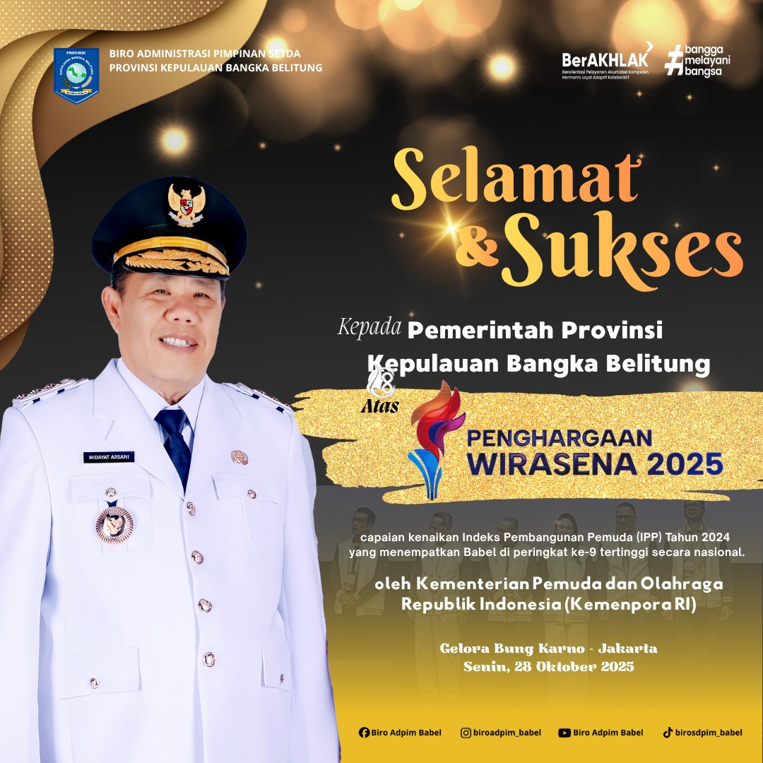 Peringkat 9 Nasional Kenaikan IPP Gubernur Hidayat Arsani: Ini Penghargaan untuk Pemuda Pemudi Babel