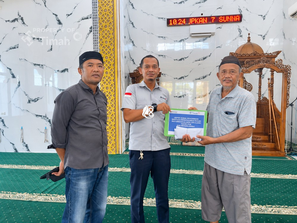 Warga Air Kuang Gotong Royong Bangun Masjid Baiturrahman, PT Timah Dukung Pengadaan Fasilitas Ibadah