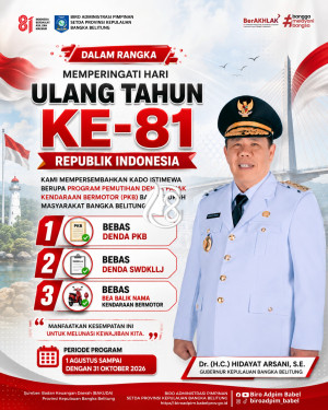 HUT Ke-81 RI: Gubernur Hidayat Arsani Luncurkan Program Pemutihan Denda Pajak Kendaraan di Babel