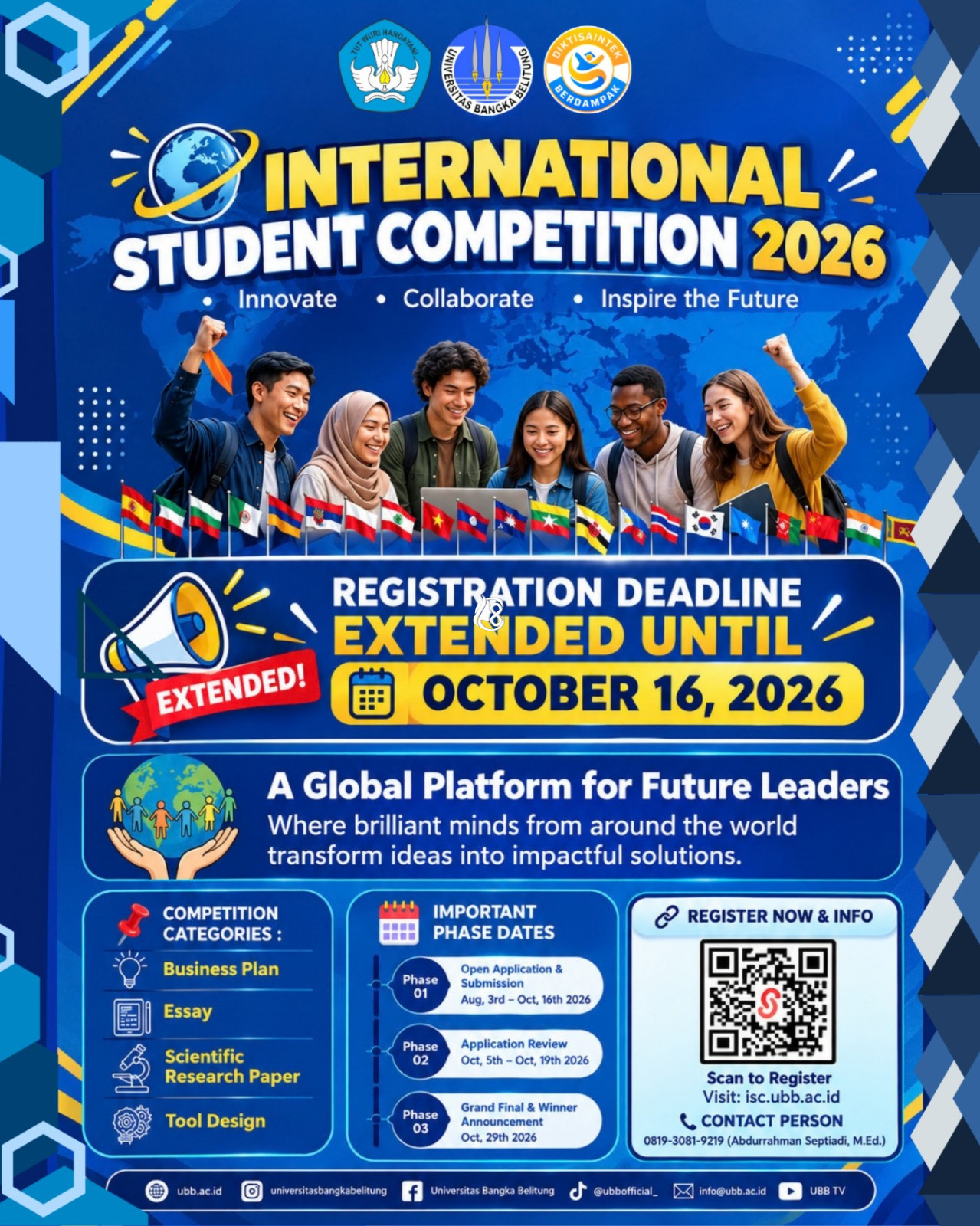 ISC 2026 UBB Diikuti 270 Peserta dari 27 Negara, Grand Final Digelar 29 Oktober Nanti
